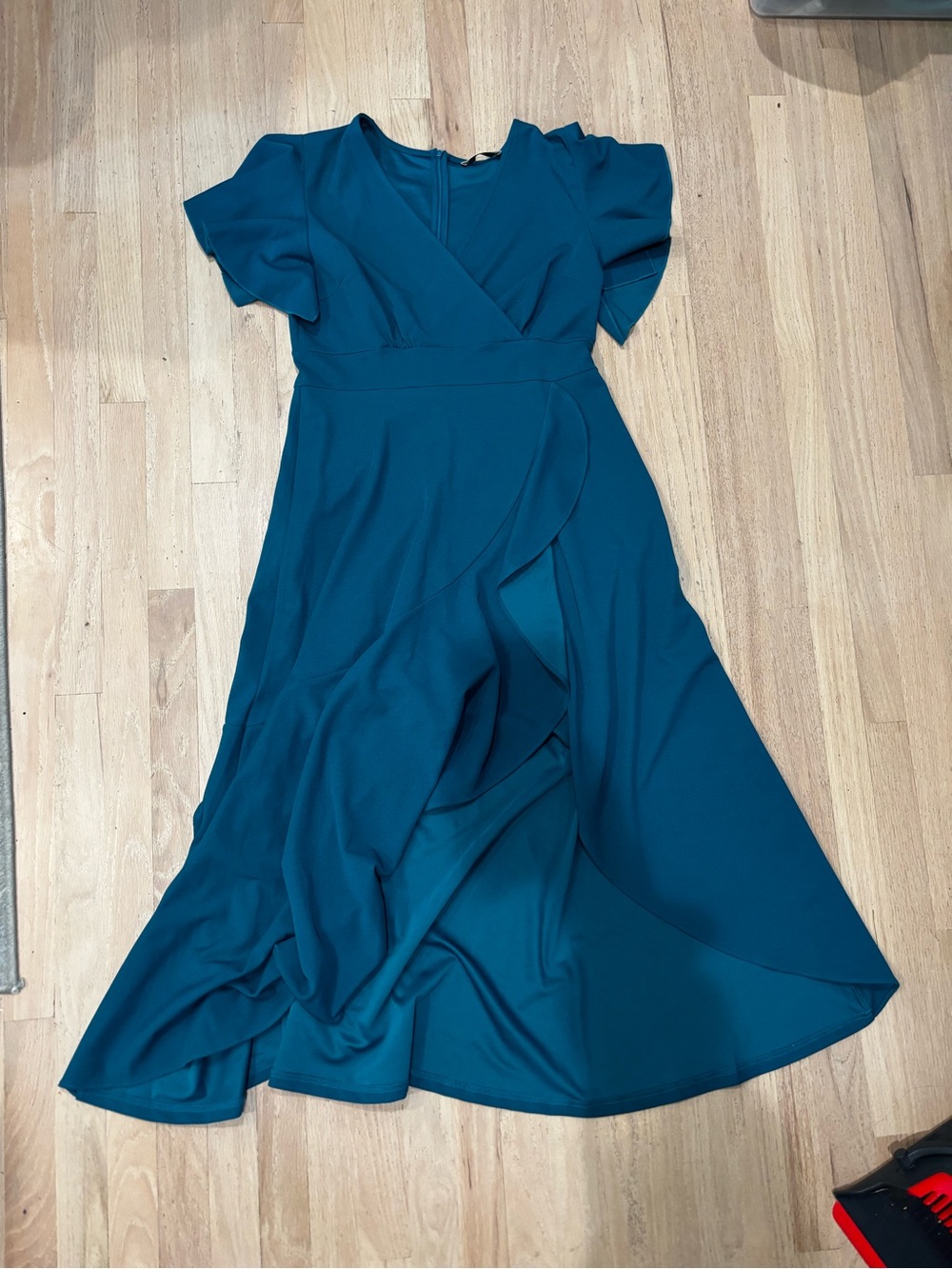 & Other Stories Teal Wrap-Front Midi Dress